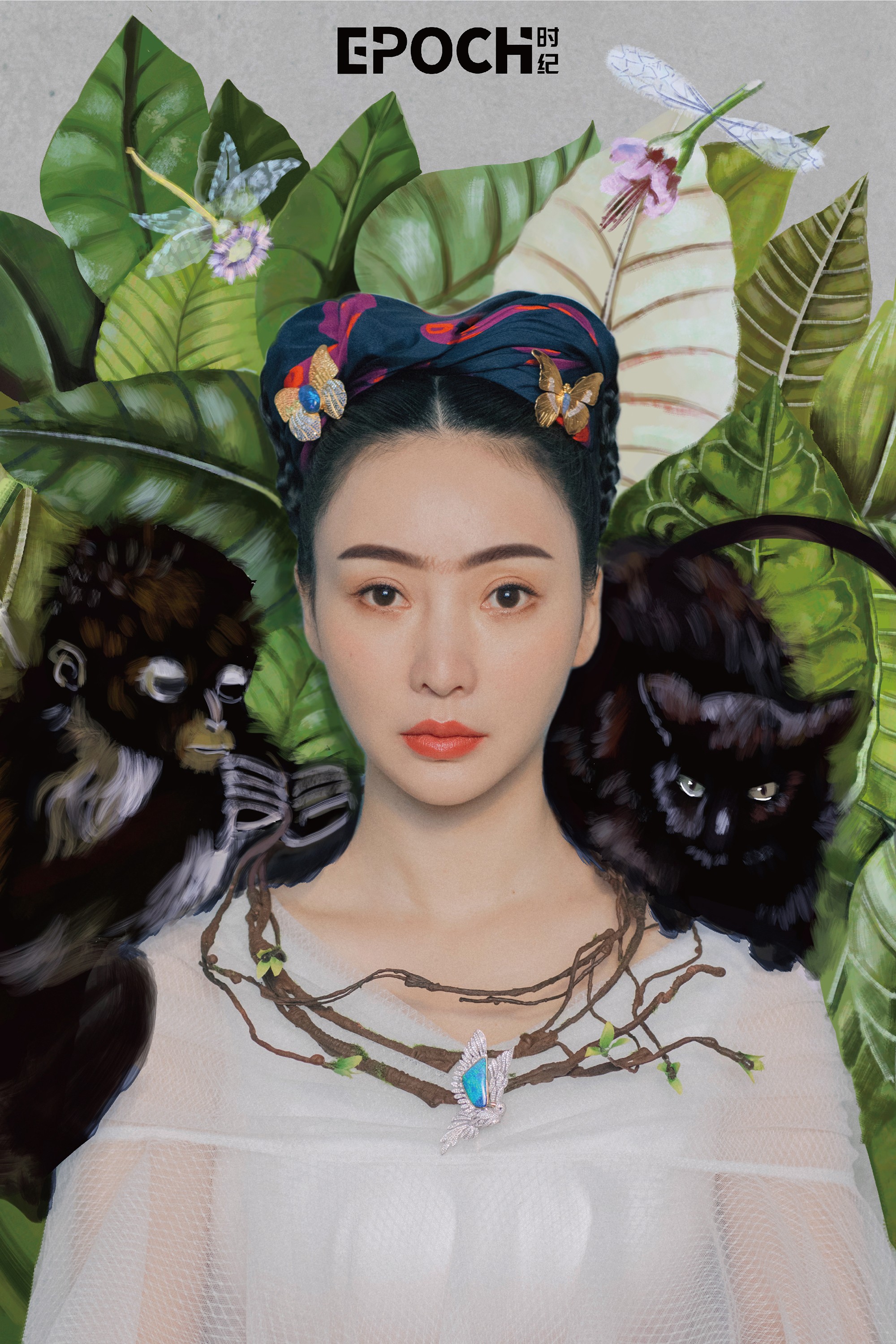 柳岩短发连心眉致敬画家弗里达油画质感写真上演跨时空对话