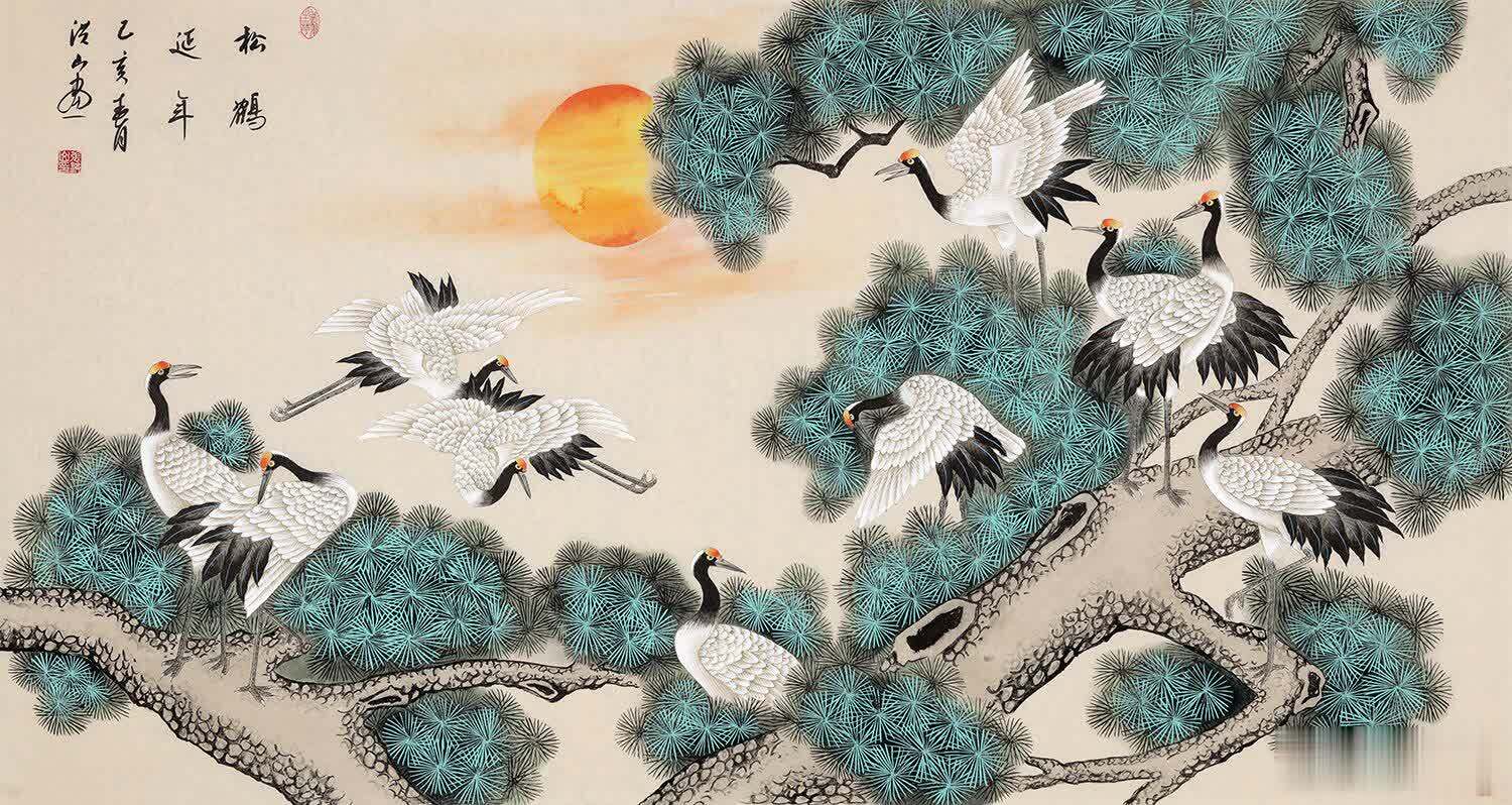 家中有老人最适合挂什么画长寿吉祥松鹤图