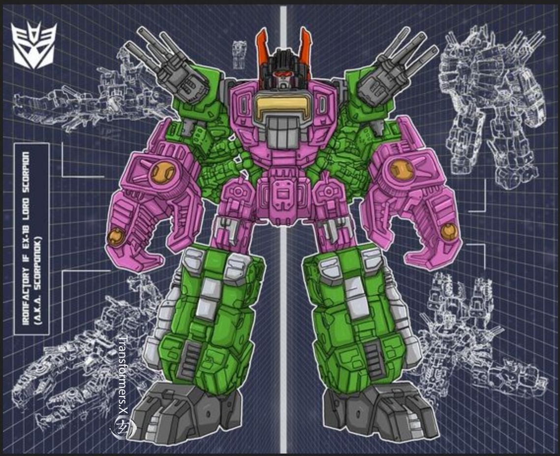变形金刚动漫人物:日版狂派霸天虎首领颠覆者-蝎王撒克巨人