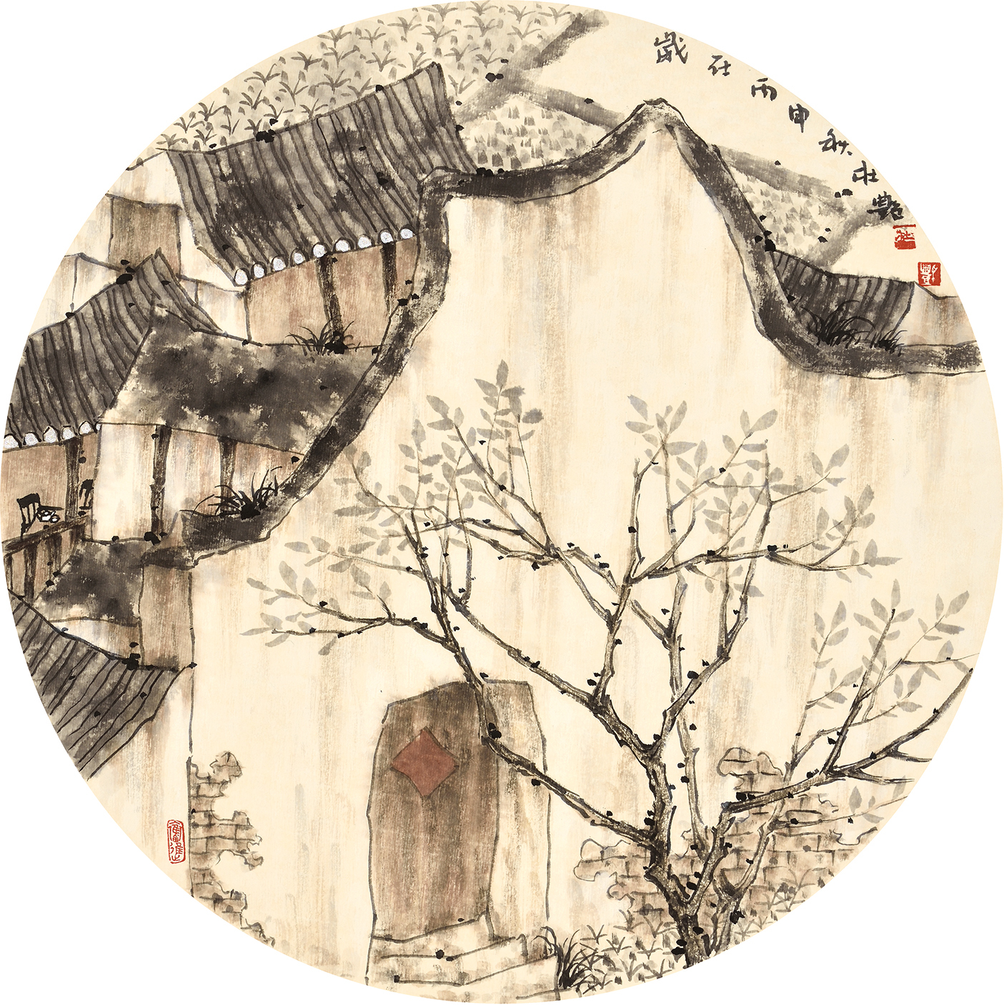 打开凤凰新闻,查看更多高清图片中国画《村边的小树》
