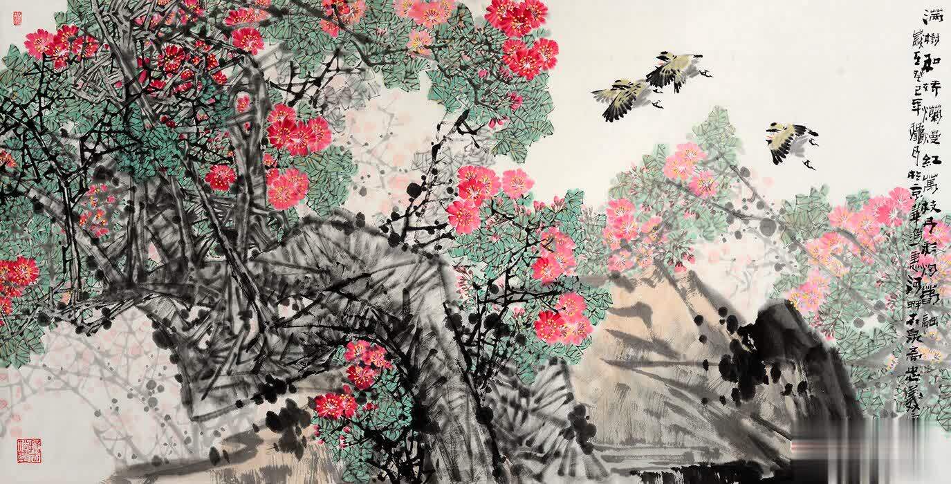 满树和娇烂漫红王忠义写意花鸟佳作赏析