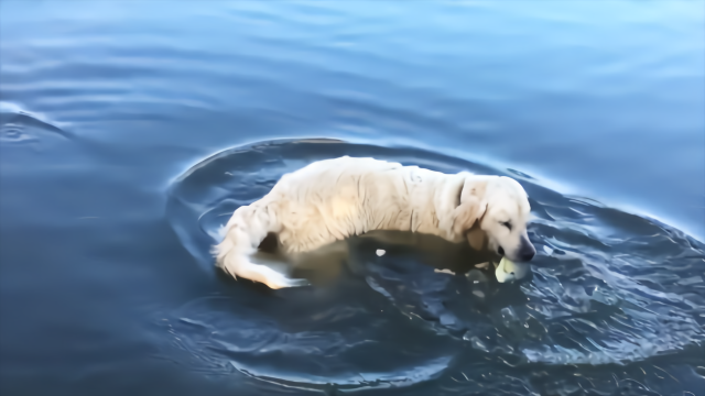 一只神奇的金毛,天天给主人抓鱼吃,它的捕鱼技巧堪称一绝