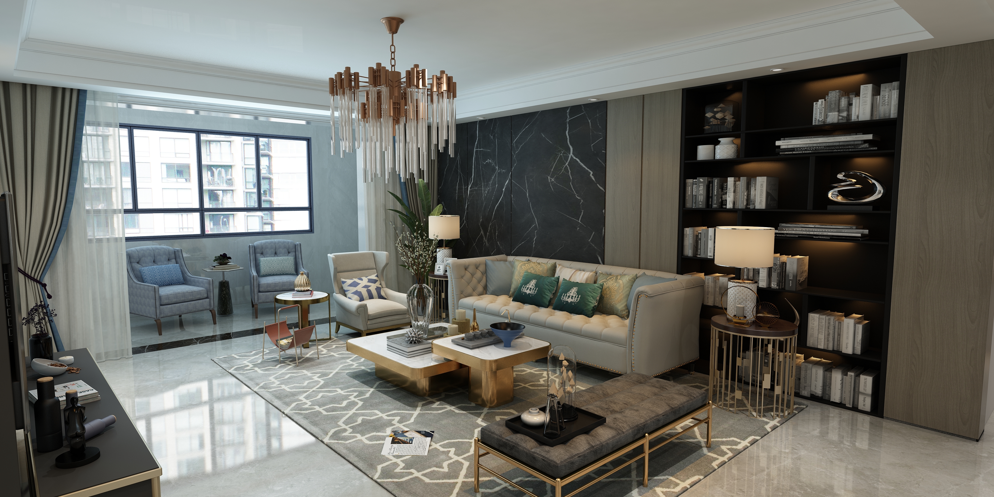 漫山麓府175㎡现代轻奢美式装修案例—ama国际装饰__凤凰网