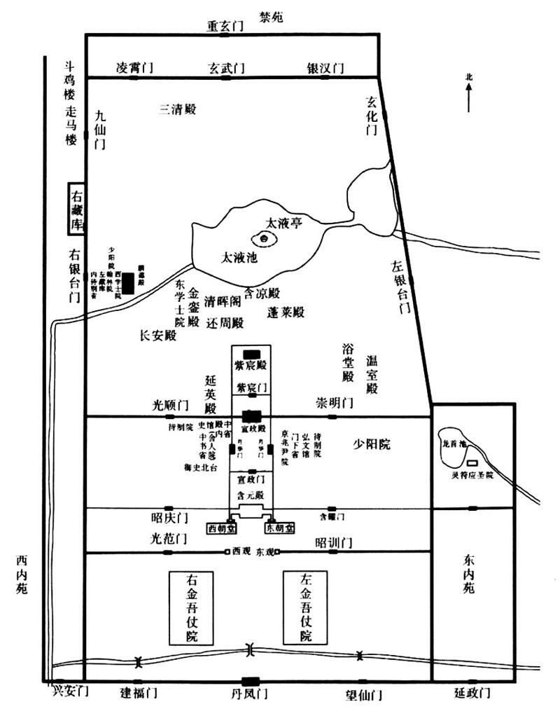 唐朝大明宫平面图图片