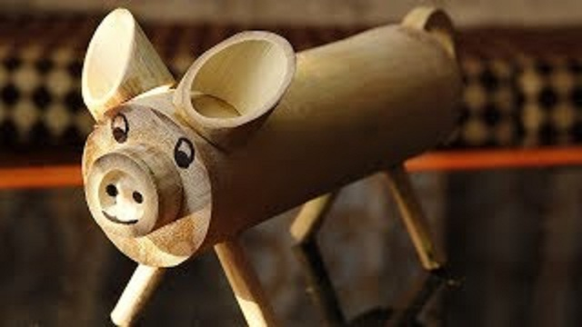 用竹子制作小猪储钱罐,动手能力强悍,脑洞大开!