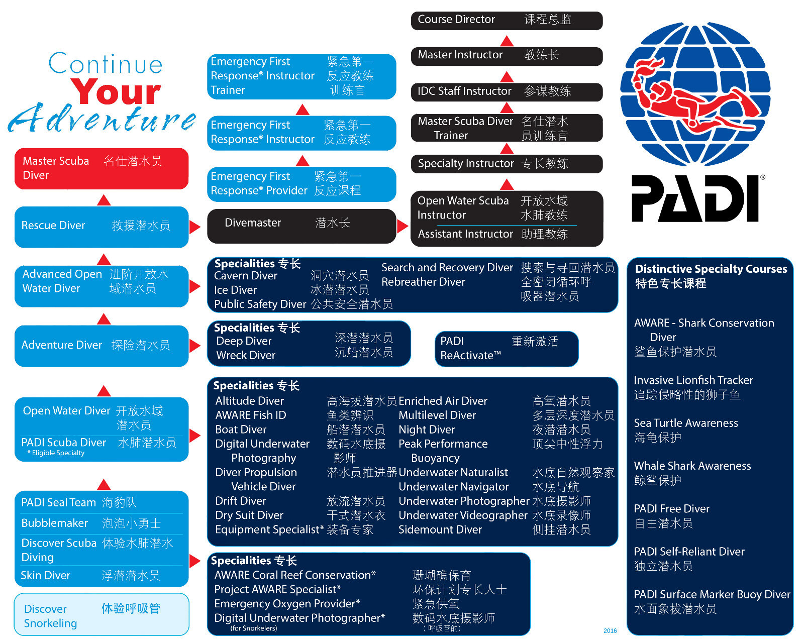 padi的常用潜水员等级