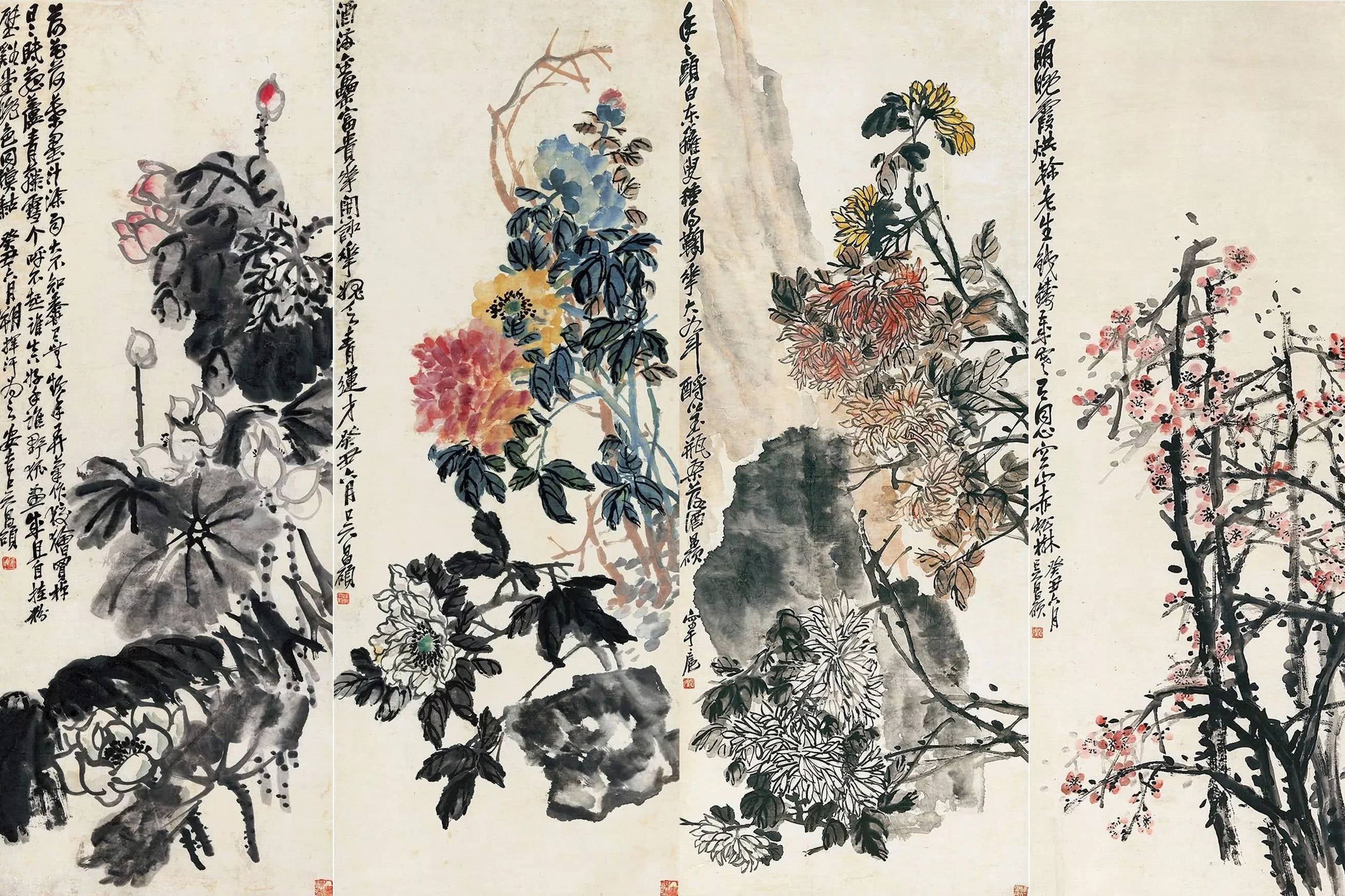 吴昌硕的写意花鸟画一书画同源