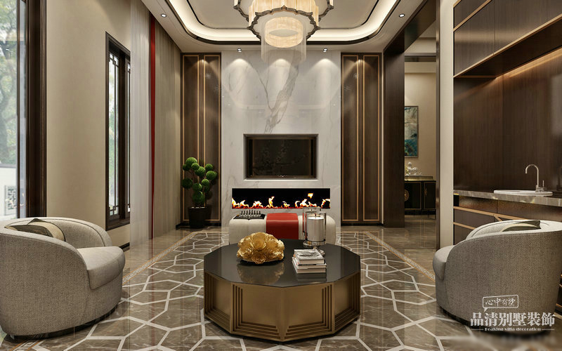 无锡别墅装修|蠡湖香樟园1200平新中式装修风格赏析