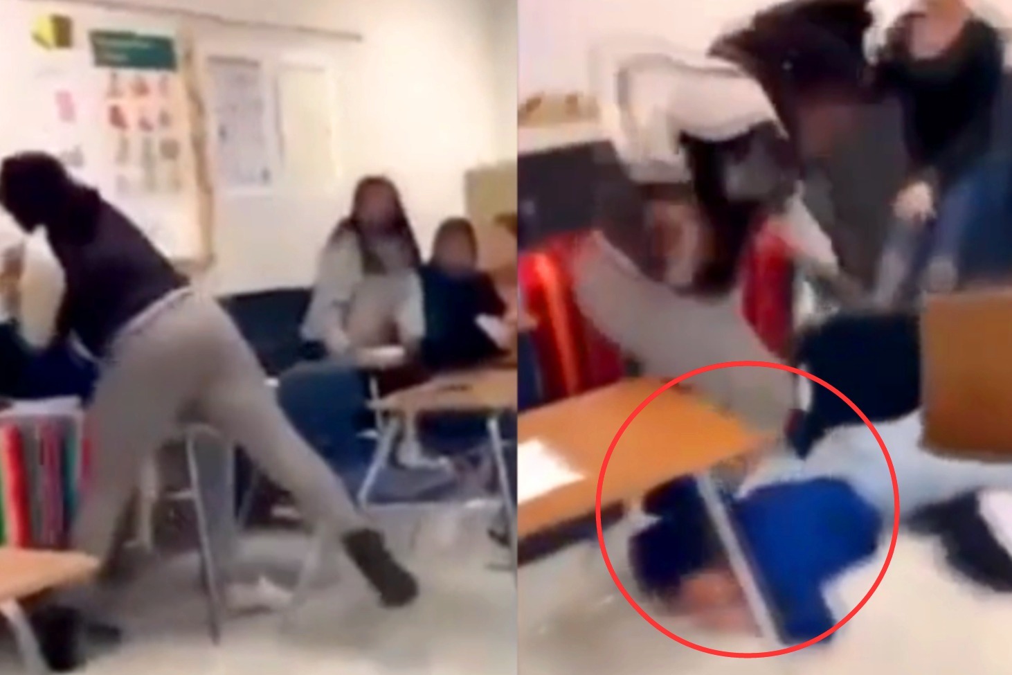 美国女老师教室内殴打学生 多次挥拳猛击头部倒地后又脚踹