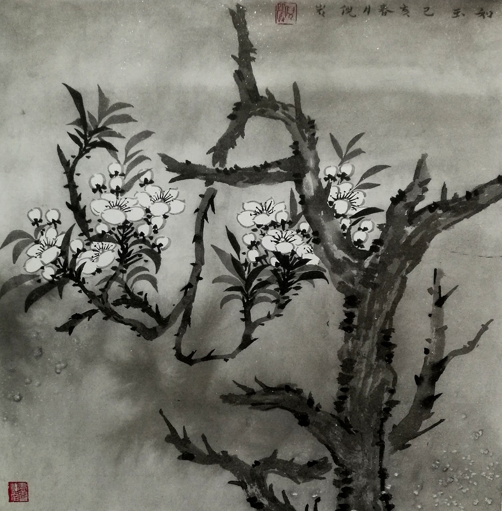 梨花写生二,45x45cm