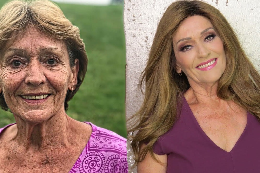 80岁老奶奶化妆后,秒变20岁青春少女