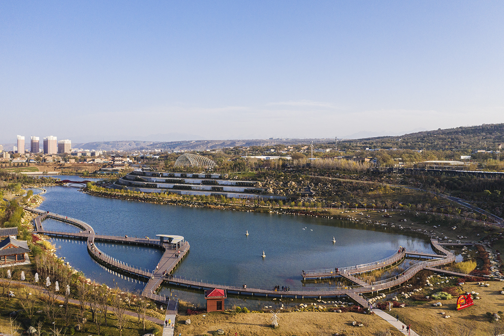 陝西渭南南湖公園冬季景色也不錯,航拍攝影圖集精美,看了都喜歡