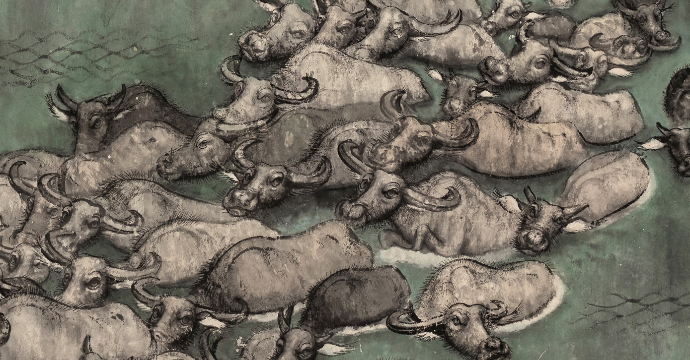 清华大学戴顺智教授《百牛过江图》欣赏