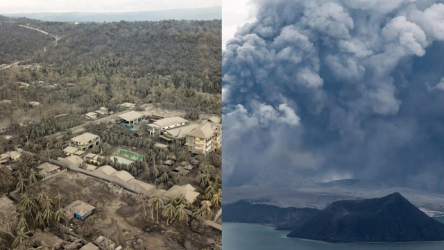 菲律宾塔阿尔火山持续喷发 附近村庄被厚厚的火山灰覆盖