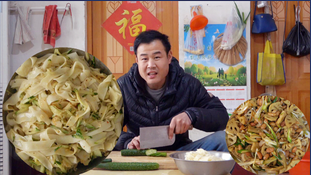 山东国勇:天气回暖,国勇拌了一盆凉皮,全家人大口吃凉皮真过瘾