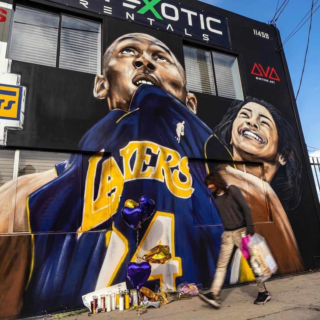 那些缅怀科比和gigi的壁画