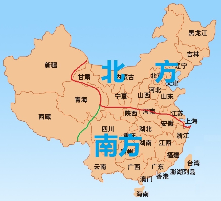 中国南北方划分地图图片