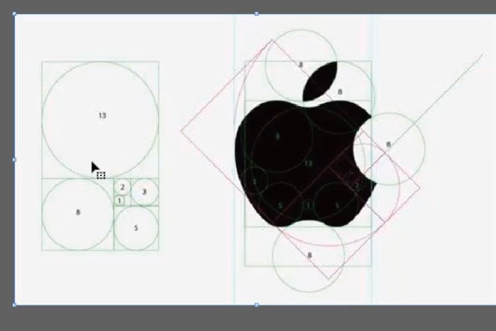 logo设计教程黄金比例切苹果logo