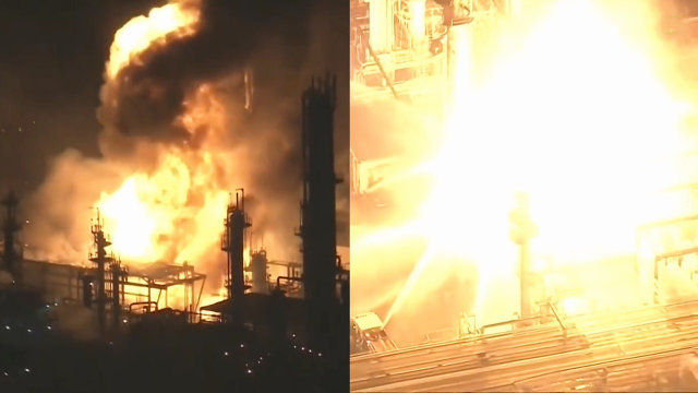 美国西海岸最大炼油厂爆炸！现场火光冲天 每日产油约36万桶