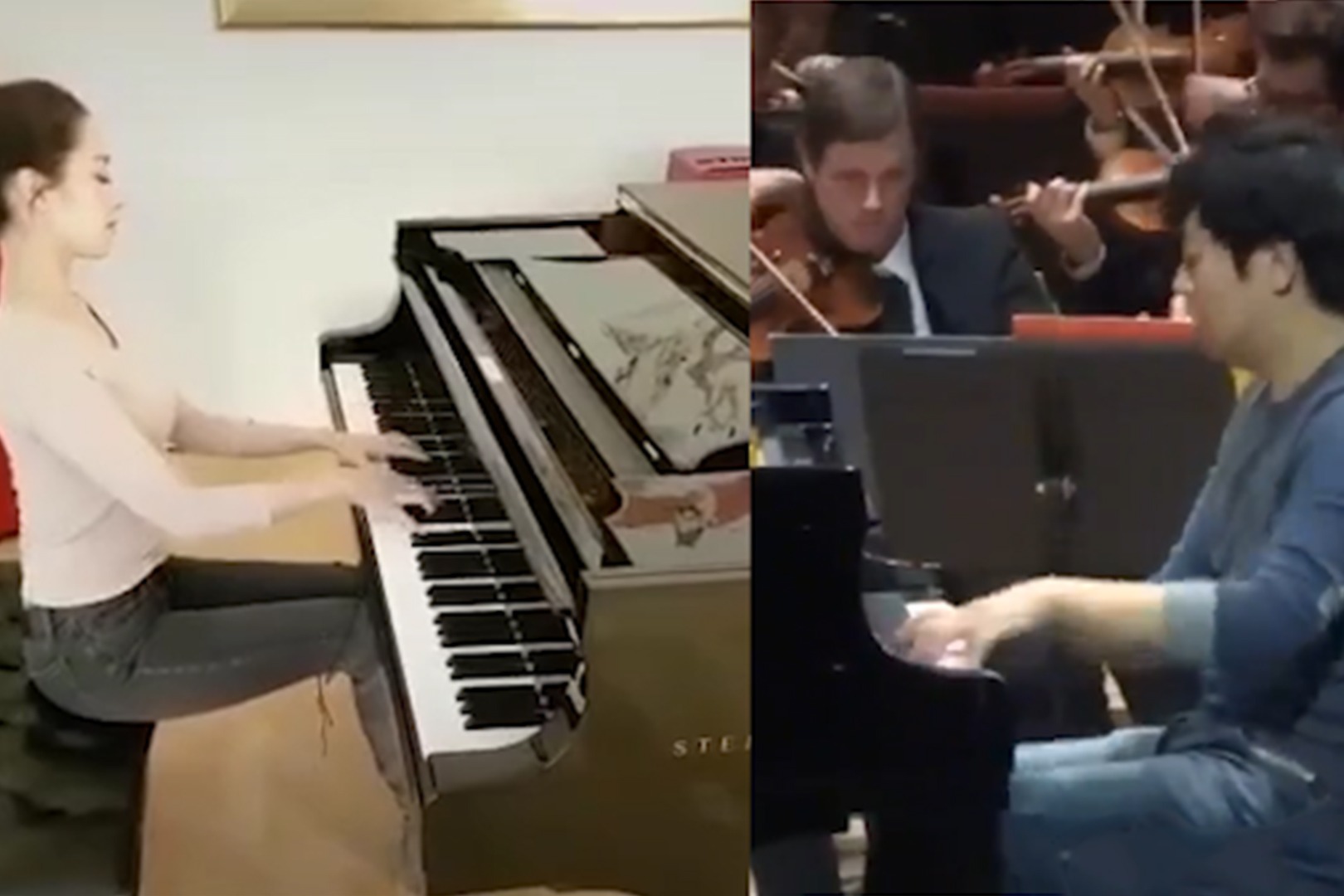 才貌双全！吉娜宅家弹钢琴超迷人，素色上衣尽显温柔女人味
