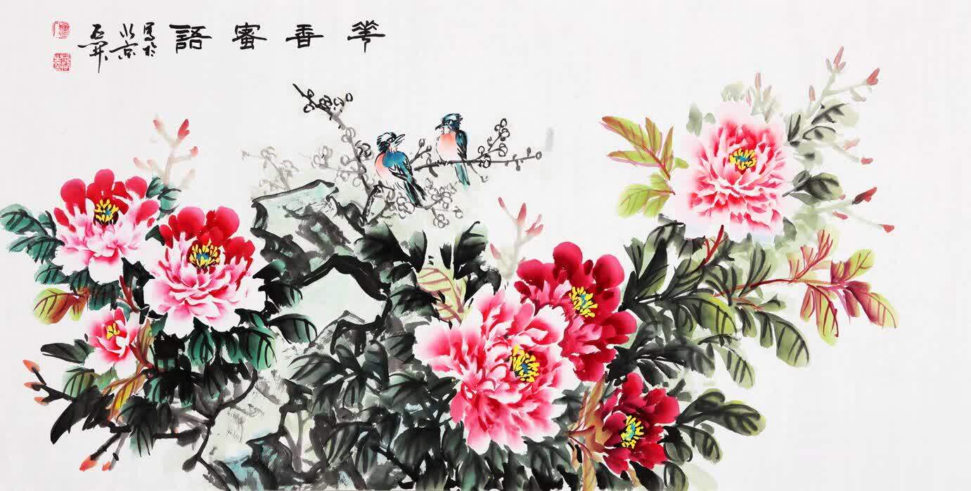牡丹花挂画图片