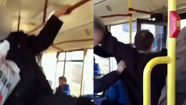 实拍：只因在公交车上咳嗽 乌克兰一男子遭人当场殴打还被扔下车