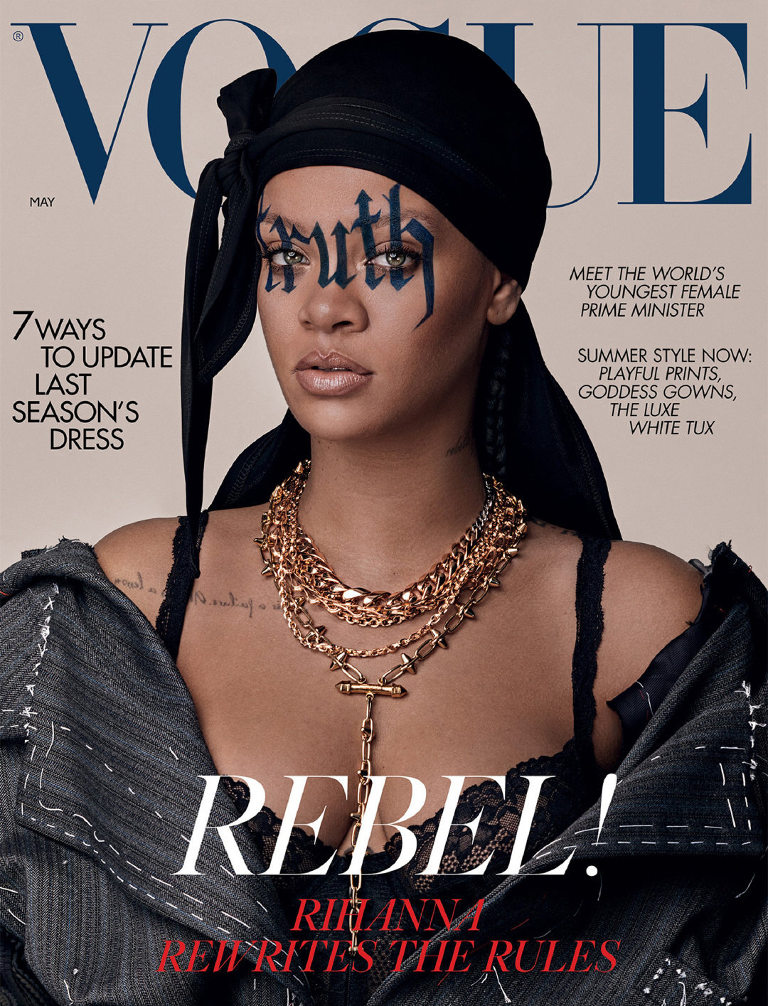 黎超模rihanna登上英国版vogue5月刊封面