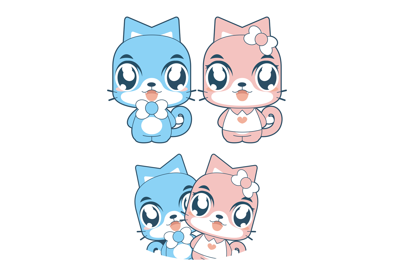 幸运情侣q版-萌猫情侣