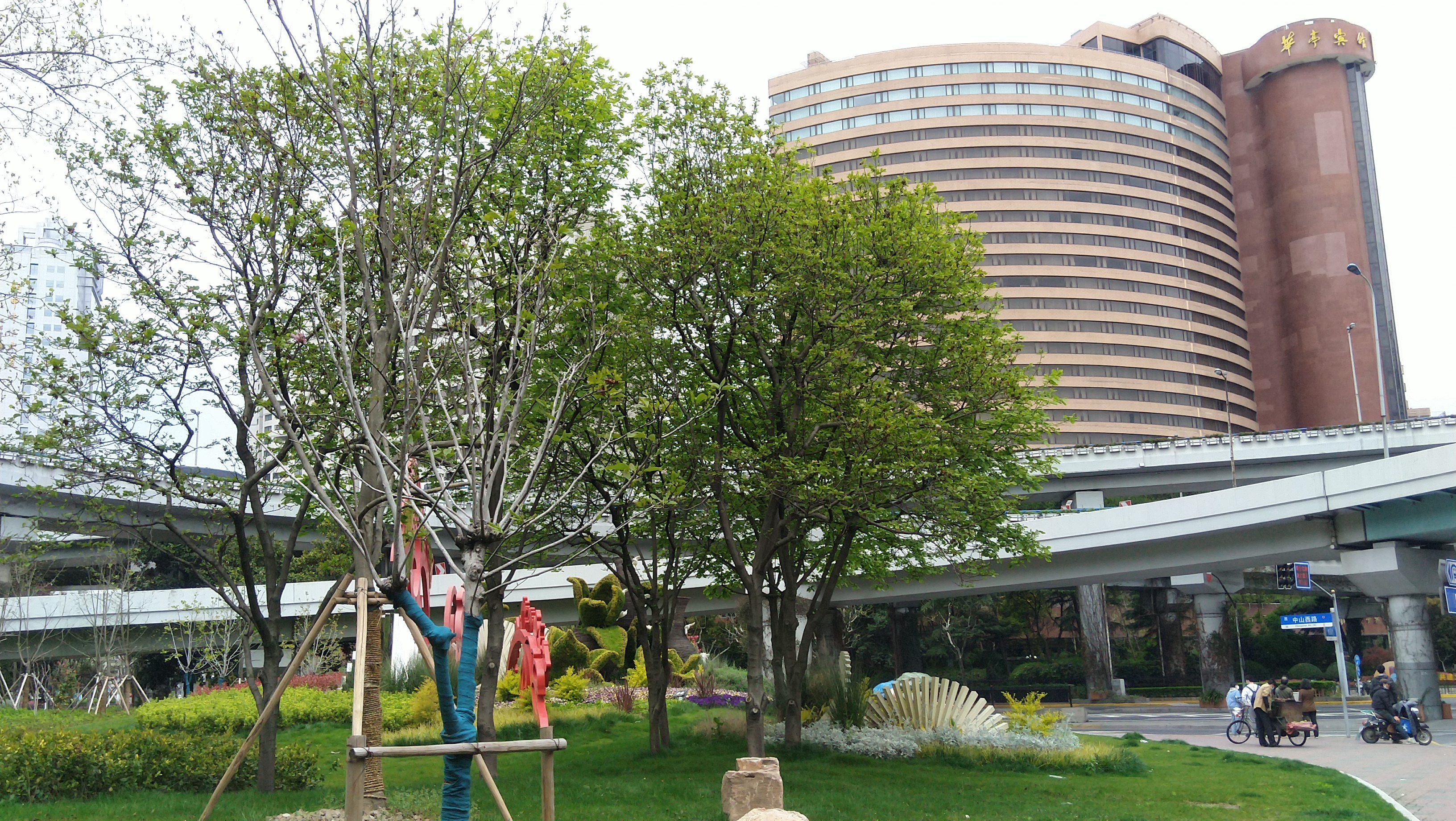 上海漕溪路街头的春天景色二