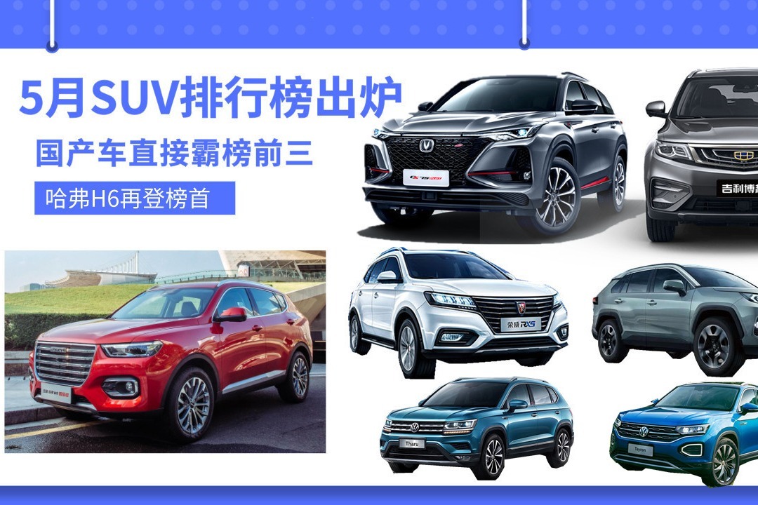 5月SUV排行榜出炉：国产车直接霸榜前三，哈弗H6再登榜首