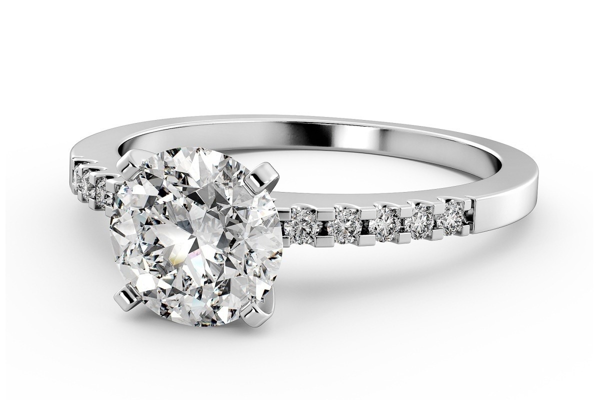 定制款:1.5卡莫桑六爪钻戒 排钻魔星莫桑钻戒指