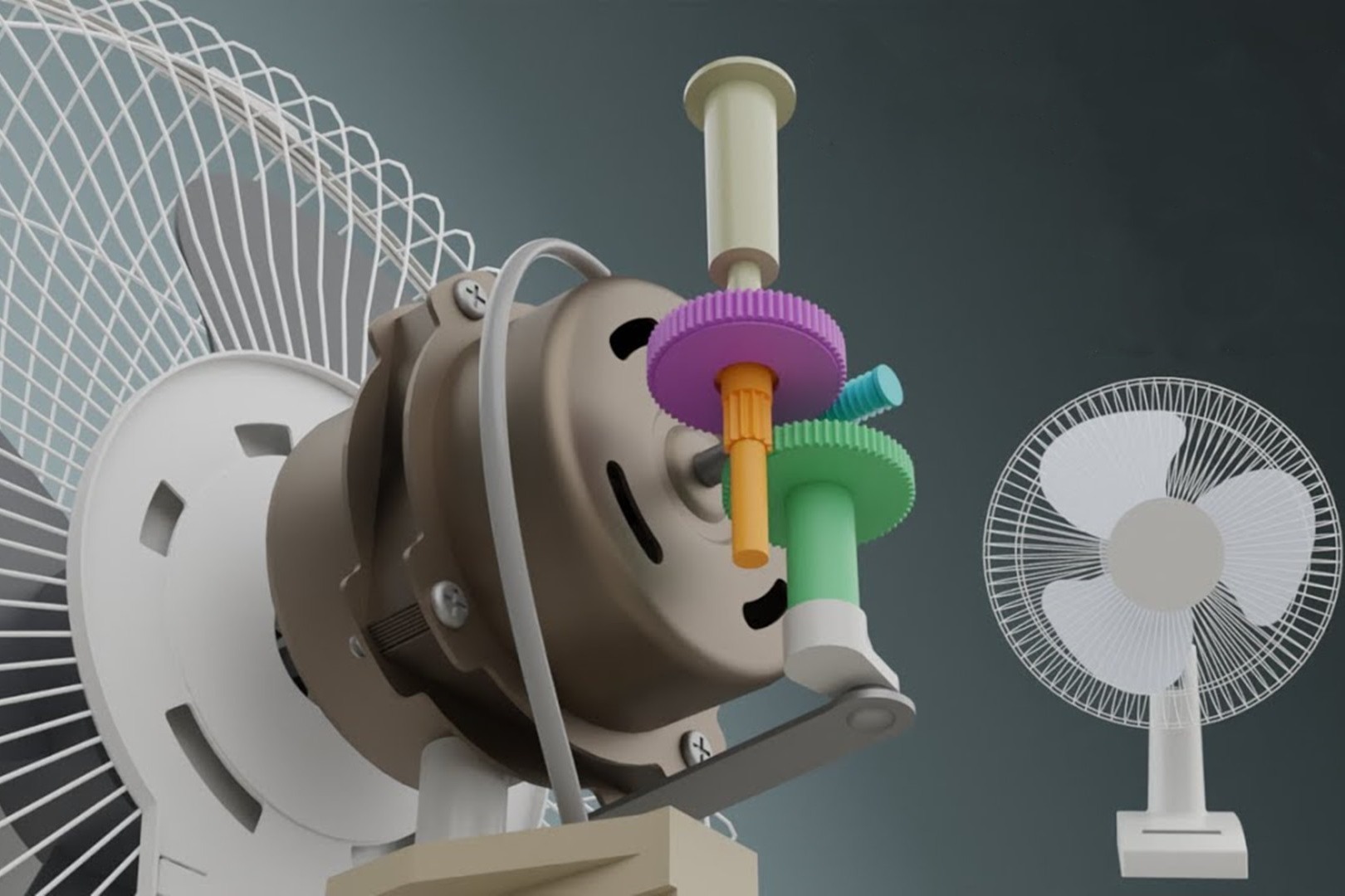 3D动画展示，电风扇的工作原理，真是涨知识了