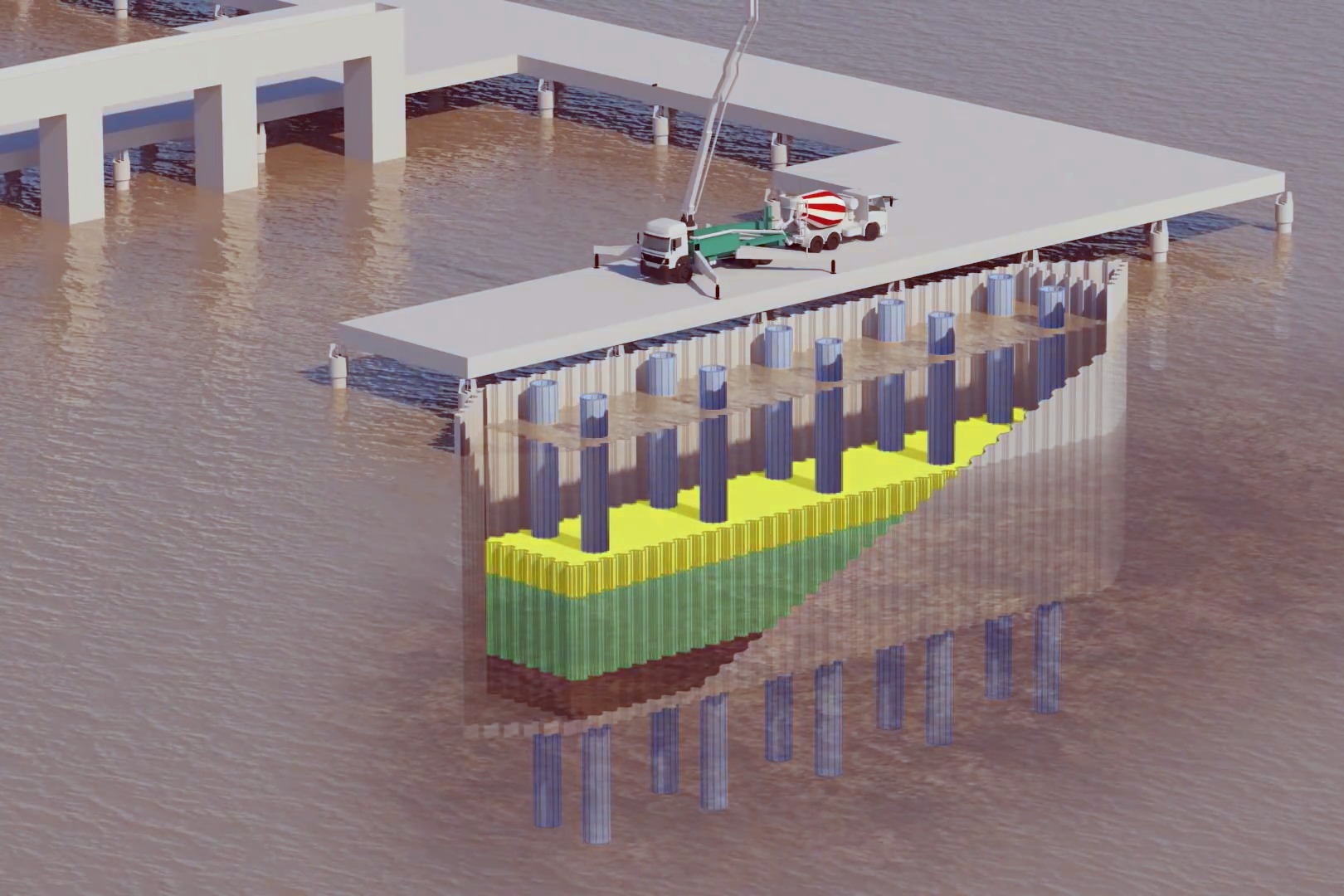 3D动画展示，跨河大桥建造全过程，真是太直观了