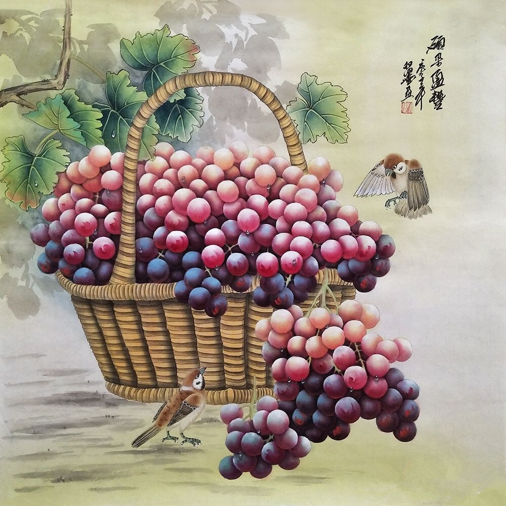 擅长画葡萄的画家羽墨老师作品经典构图有这些