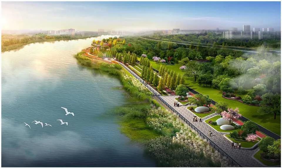 项目环抱城市公园绿地,近赏光明"塞纳河"——茅洲河滨水景观带,远眺