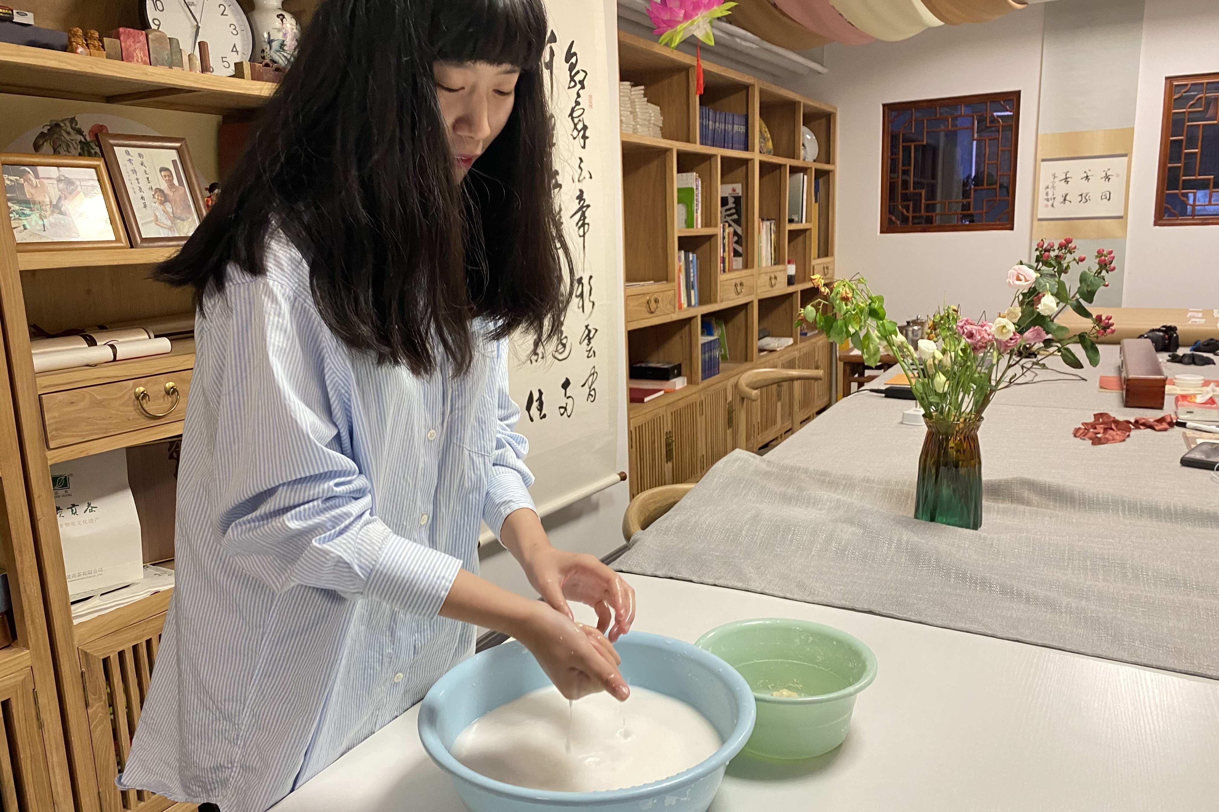 好浆糊才能裱好画教你手工古法制作浆糊手工洗面筋做好第一部