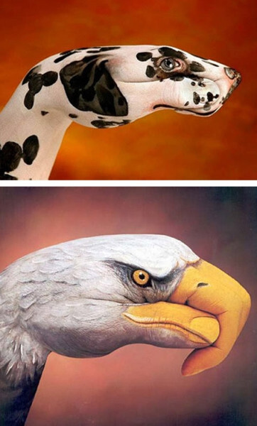 另一种视角画在手指上的油画