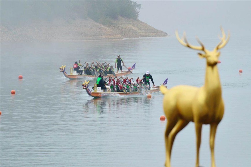 首届金华山龙舟争霸赛在鹿女湖举办