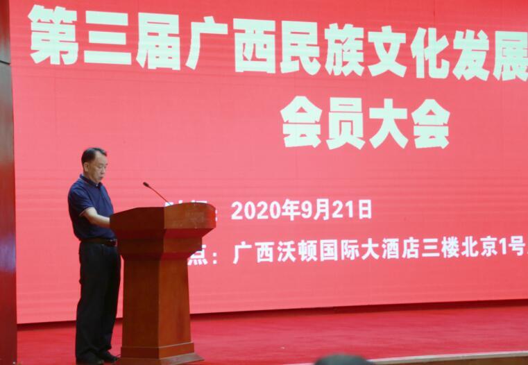 第二届广西民族文化发展研究会会长莫兆钦作报告