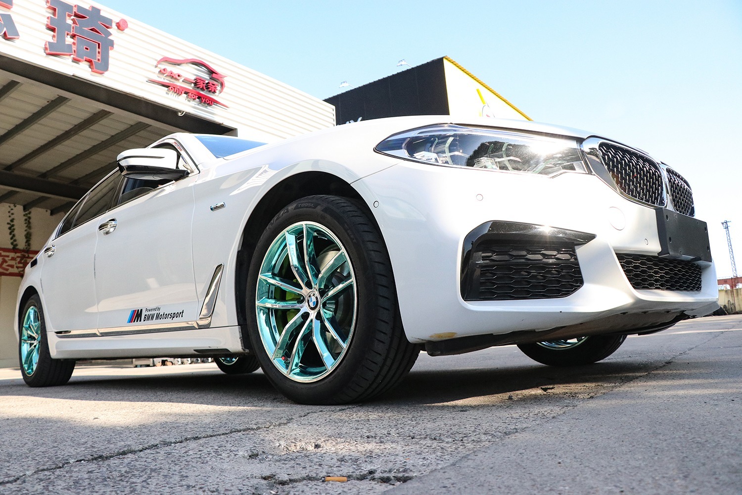 新款宝马5系530轮毂改电镀冰绿色电镀白双色