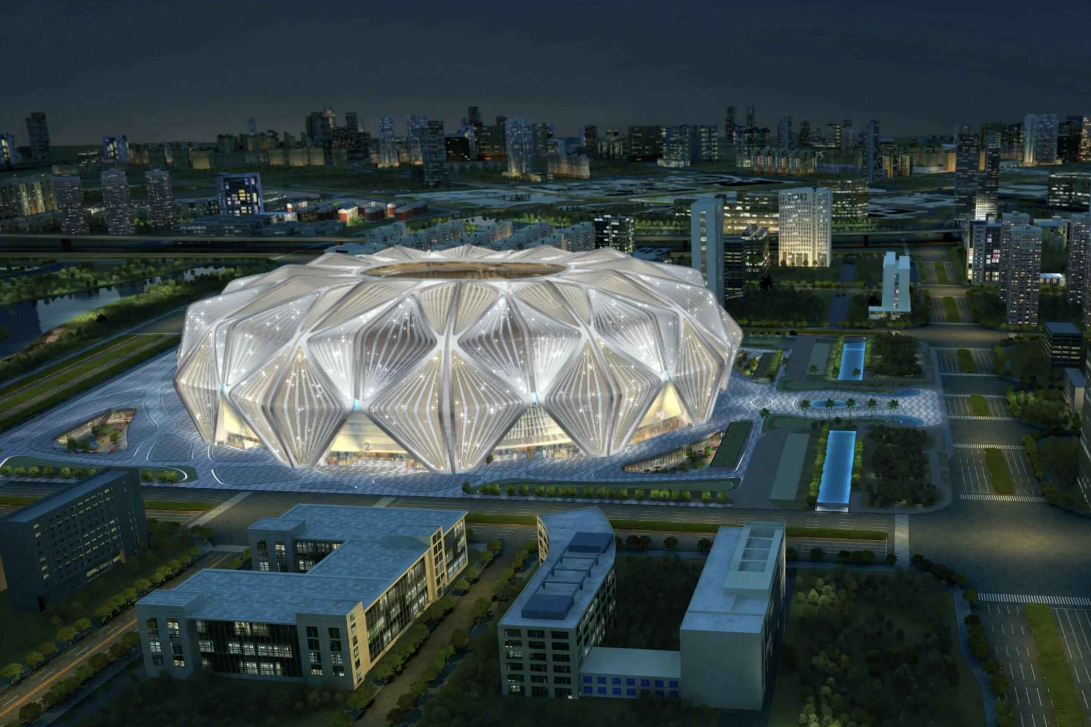 广州新地标即将诞生恒大新球场灯光效果片为中国足球发展添底气