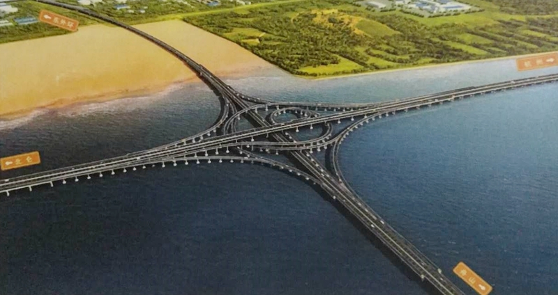 杭甬高速复线宁波段一期s3标海上钢栈桥架设突破7500米