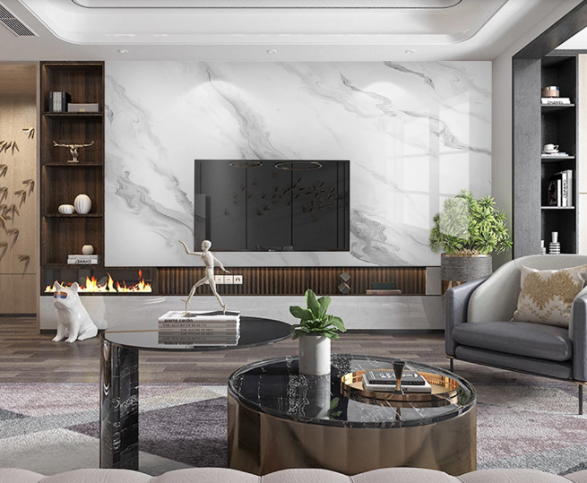 15款当代风格客厅电视背景墙,大理石的奢华