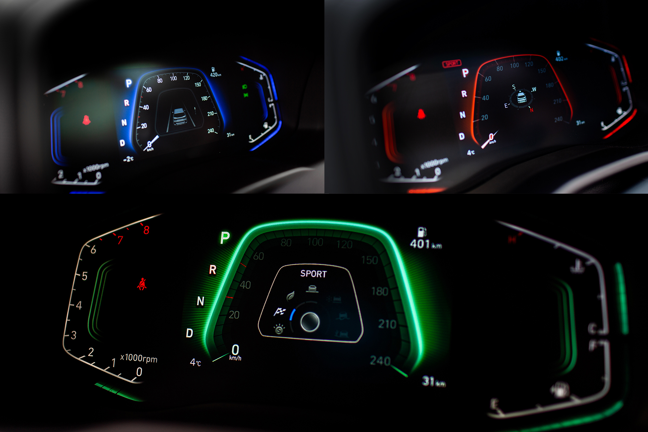 仪表盘也换装了全液晶显示,而中央的彩屏的部分为7寸,可以根据车辆不