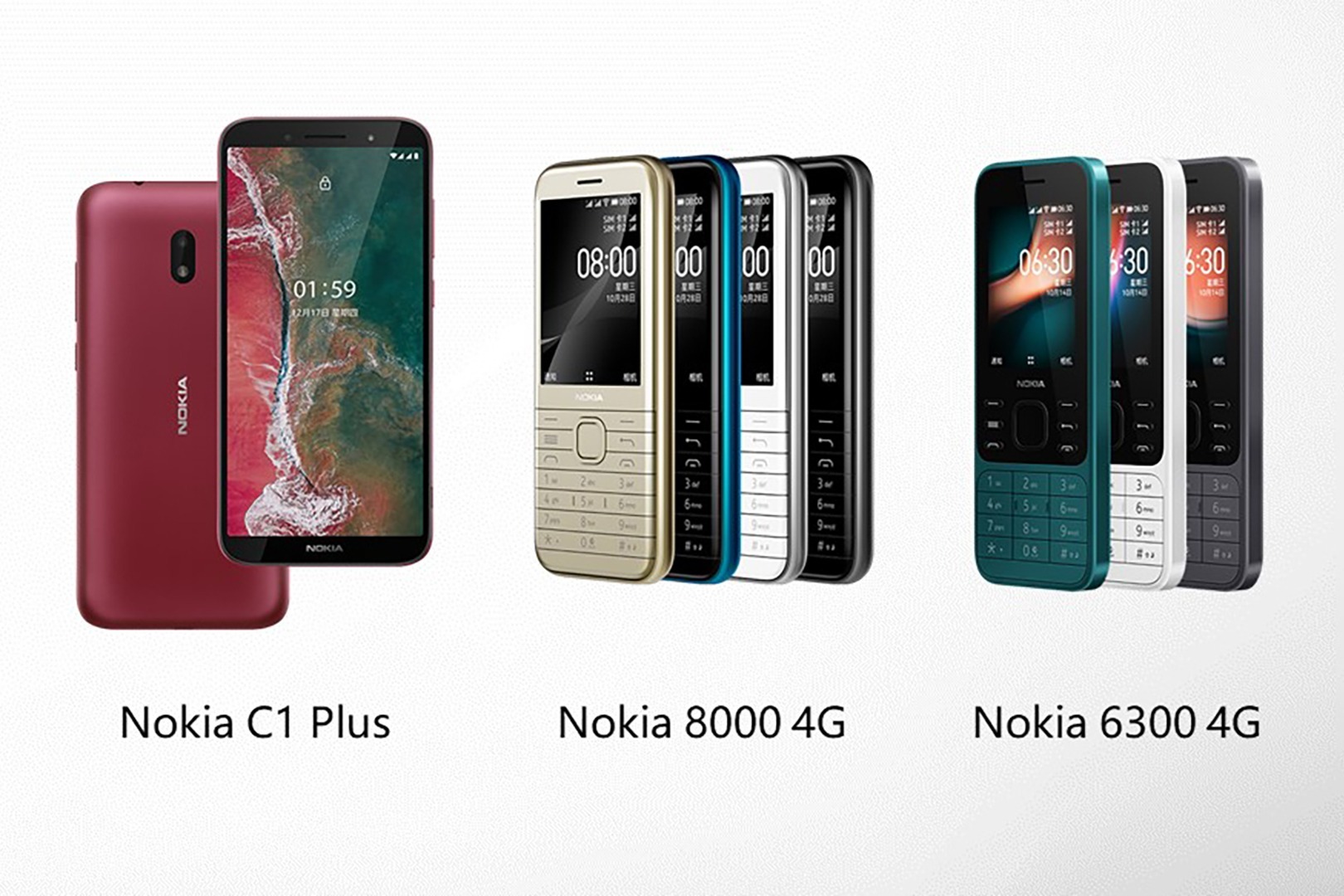 诺基亚发布三款4G新机：Nokia 8000、Nokia 6300、Nokia C1 Plus