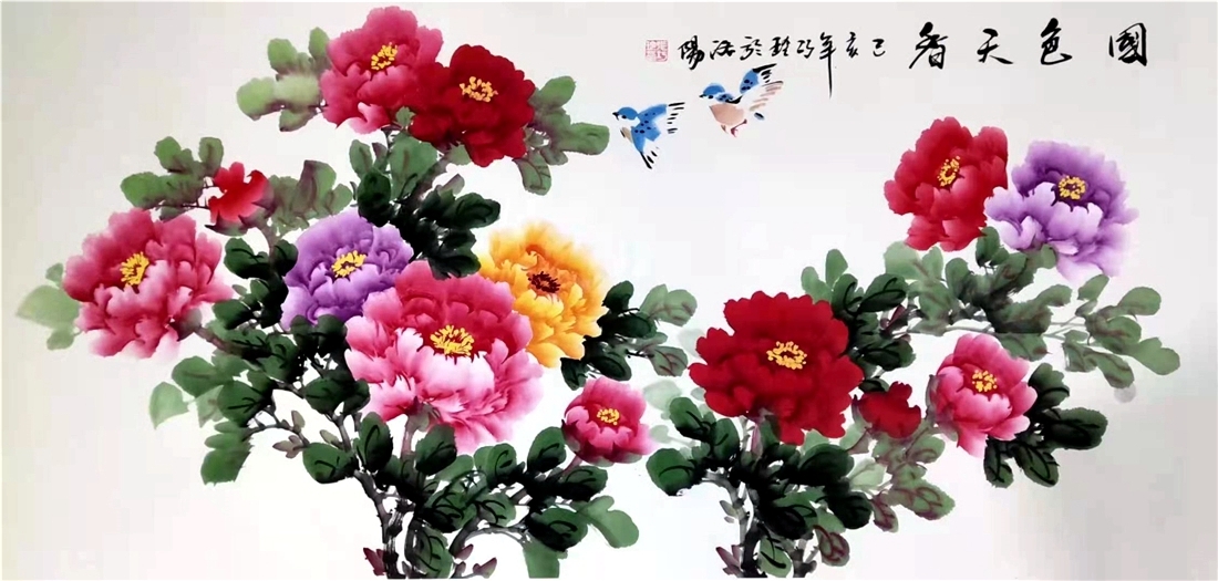 著名画家张巧玲探索创新牡丹画等作品端庄大方娇艳多姿雍容华贵