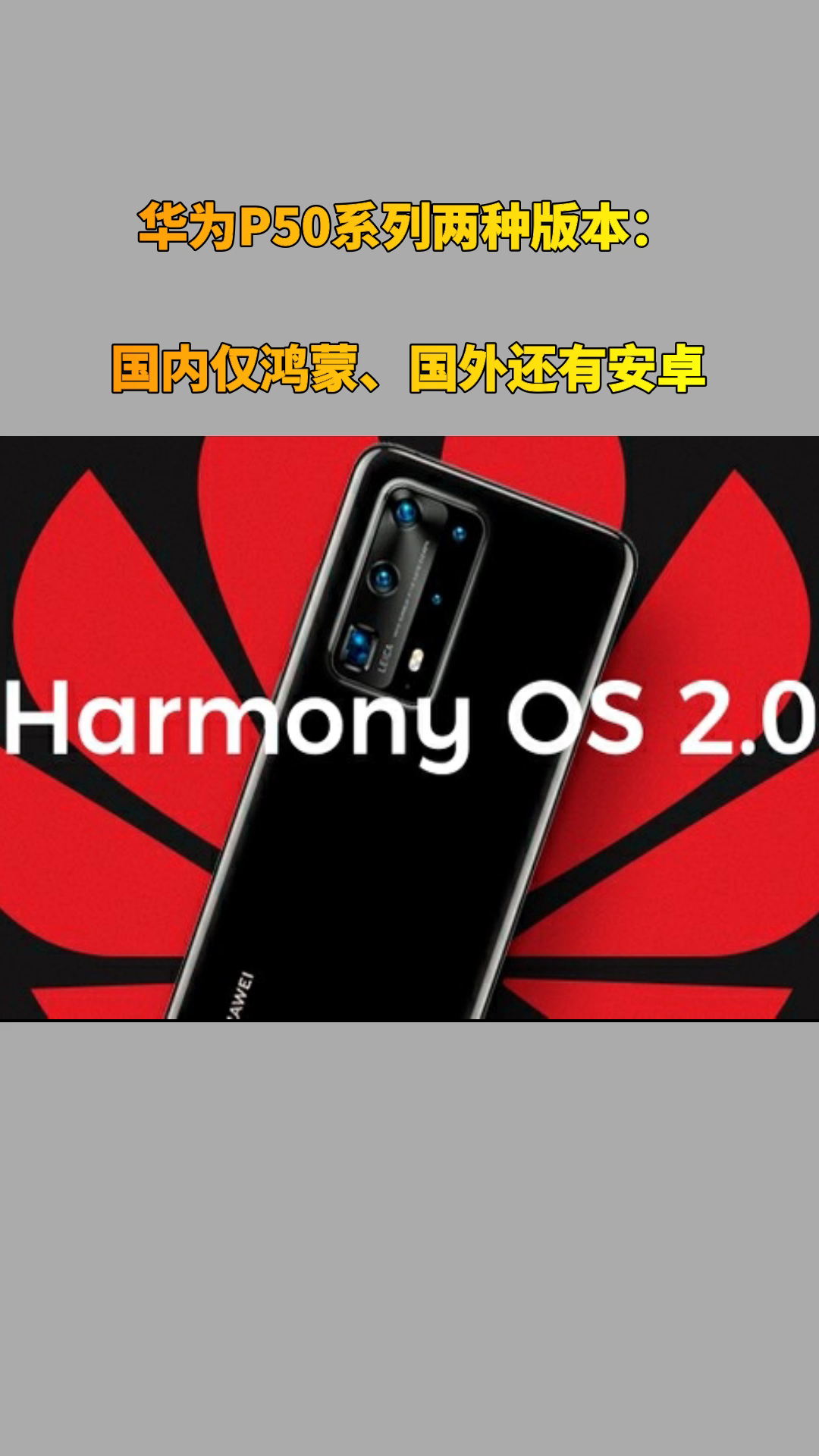 华为P50系列两种版本：国内仅鸿蒙、国外还有安卓