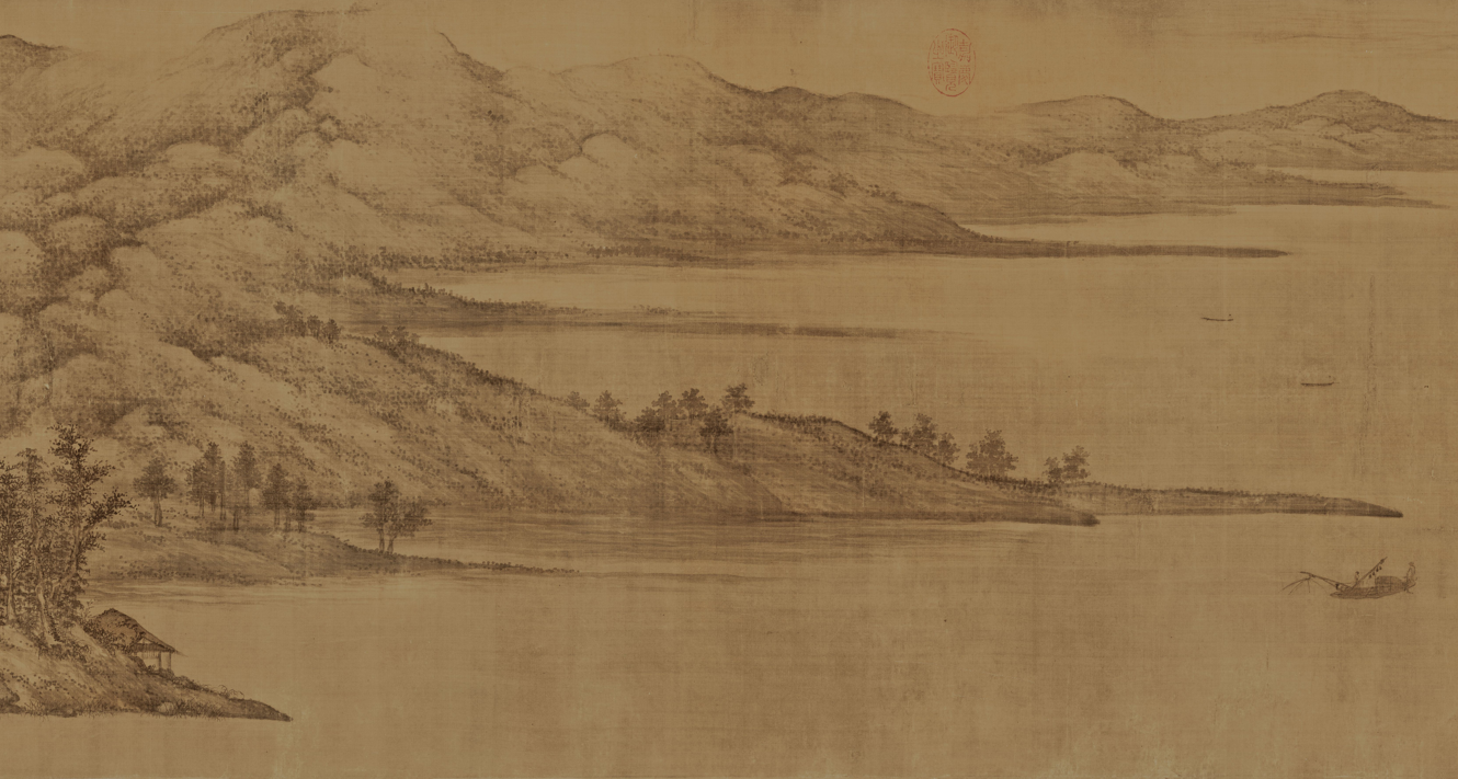 五代 董源 夏景山口待渡图 (局部) 绢本设色 50×319.