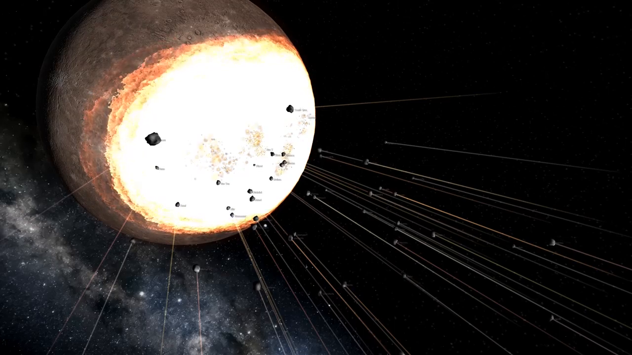 如果说水星被很多的小行星撞击那场面会怎样