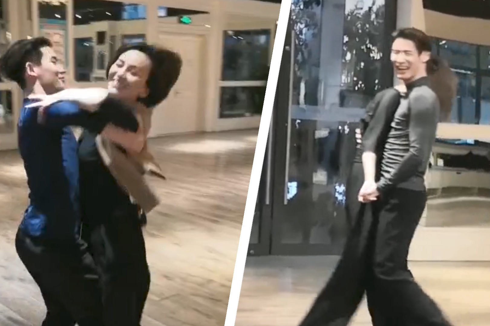 50岁王琳与男舞者跳国标，腰肢纤细动作柔软，不老女神气质在线